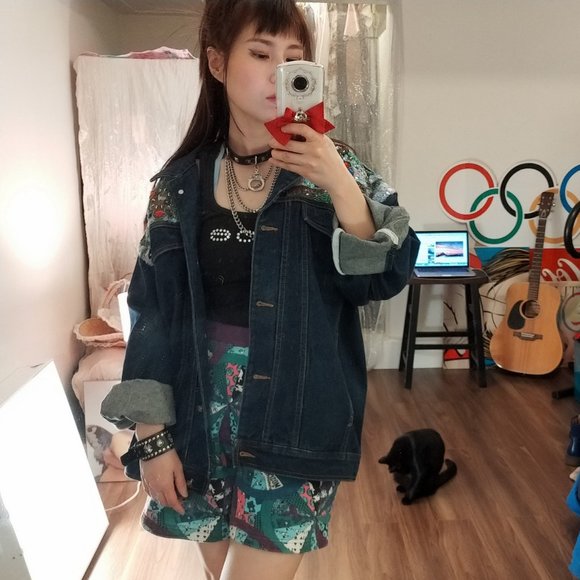 Store Close Mid Of Nov!!💎Gorgeous Vintage Unisex Shiny Bead DenimJacket💎 - Picture 5 of 13